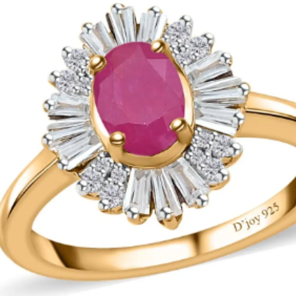 Authentic Premium Royal Ruby and White Zircon Ballerina Ring - Picture 2 of 4